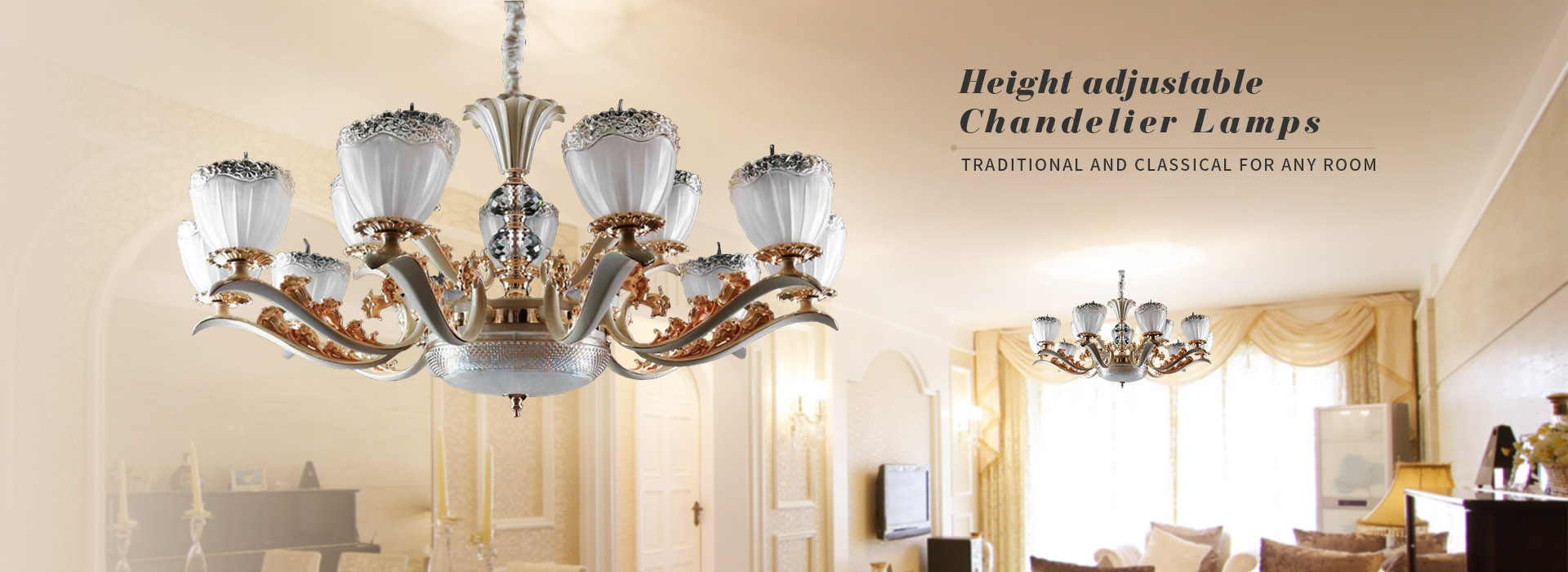 Height adjustable Chandelier Lamps, Traditional and classical for any room